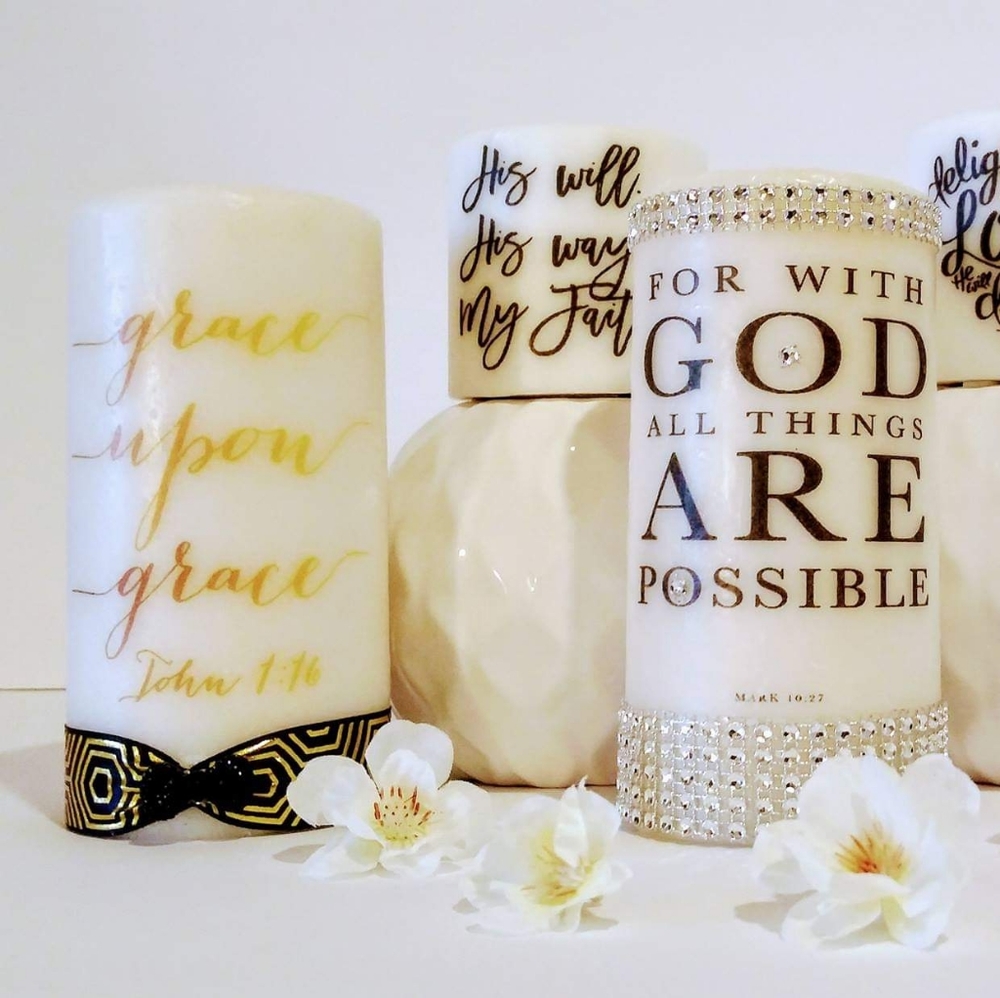 Spiritual / Religious Keepsake Pillar Candle Set